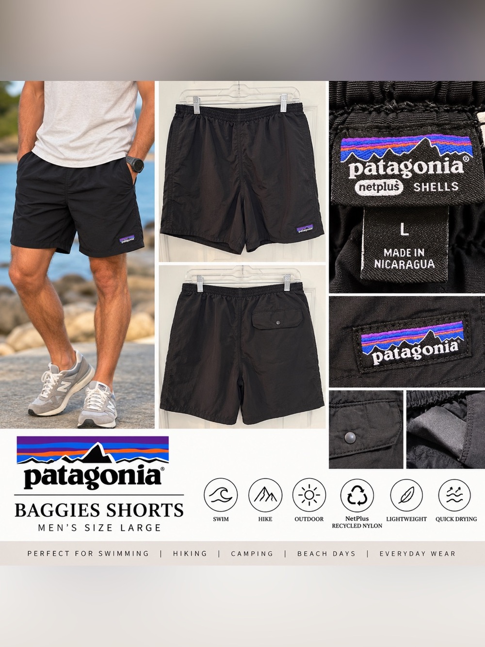 Patagonia Baggies Shorts – Black – Size Large